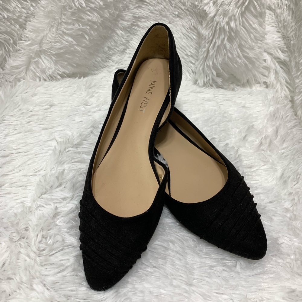 Nine West black suede flats 6.0 womens